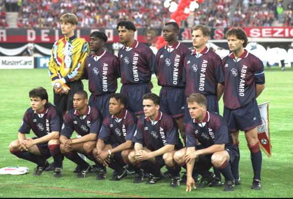 Edwin van der Saar, Clarence Seedorf, Frank Rijkaard, Finidi George, Frank de Boer, captain Danny Blind, Jari Litmanen, Michael Reiziger, Edgar Davids, Marc Overmars, Ronald de Boer