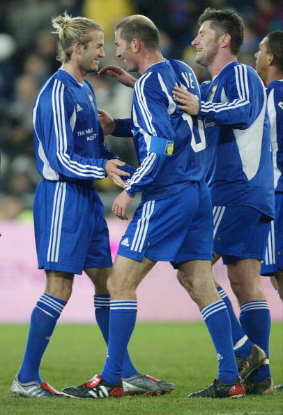 FIFA World Player Gala 2003, Basel; Benefizspiel'Match against Poverty David BECKHAM, Zinedine ZIDANE, Davor SUKER