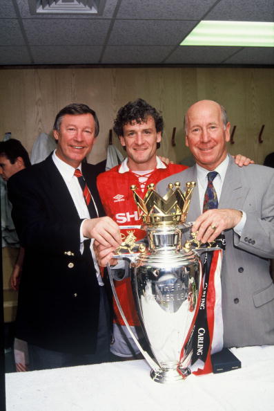 Sir Alex Ferguson, Mark Hughes and Sir Bobby Charlton FA Carling Premiership Winners 1993-94