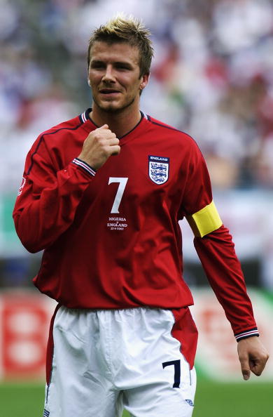 David Beckham of England in action during the Group F match against Nigeria of the World Cup Group Stage played at the Osaka-Nagai Stadium, Osaka, Japan on June 12, 2002