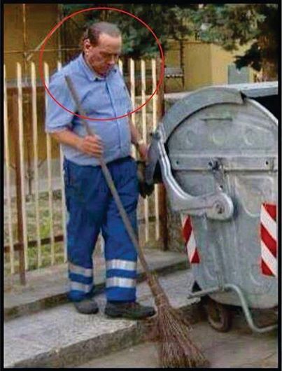 برلوسکونی در حال جاروکشی!!!