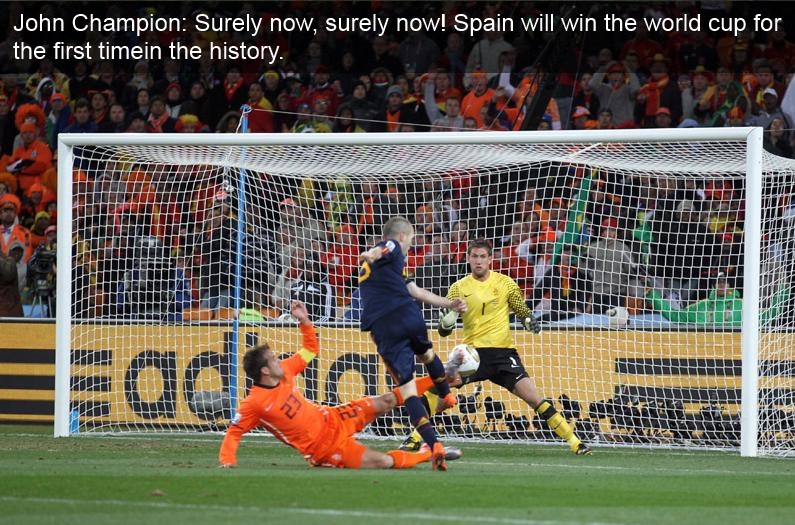 Iniesta scores a goal in world cup