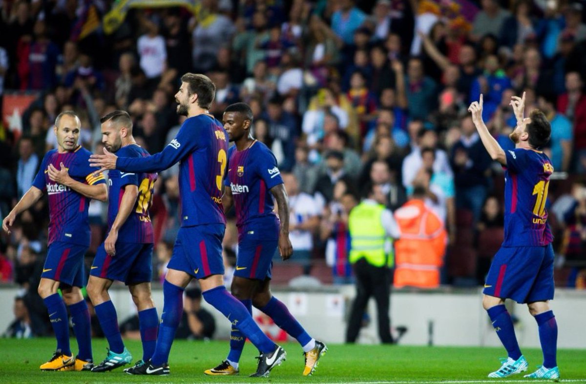Lionel Messi - Gerard Pique - Nelson Semedo - Jordi Alba - Andres Iniesta - FC Barcelona - بارسلونا - لالیگا