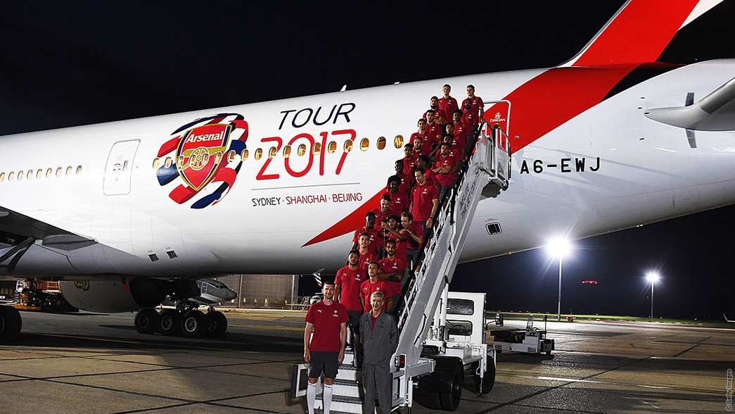 هواپیمای امارات-هواپیمای آرسنال-بازیکنان آرسنال-تور پیش فصل آرسنال-بازیکنان آرسنال در تور پیش فصل