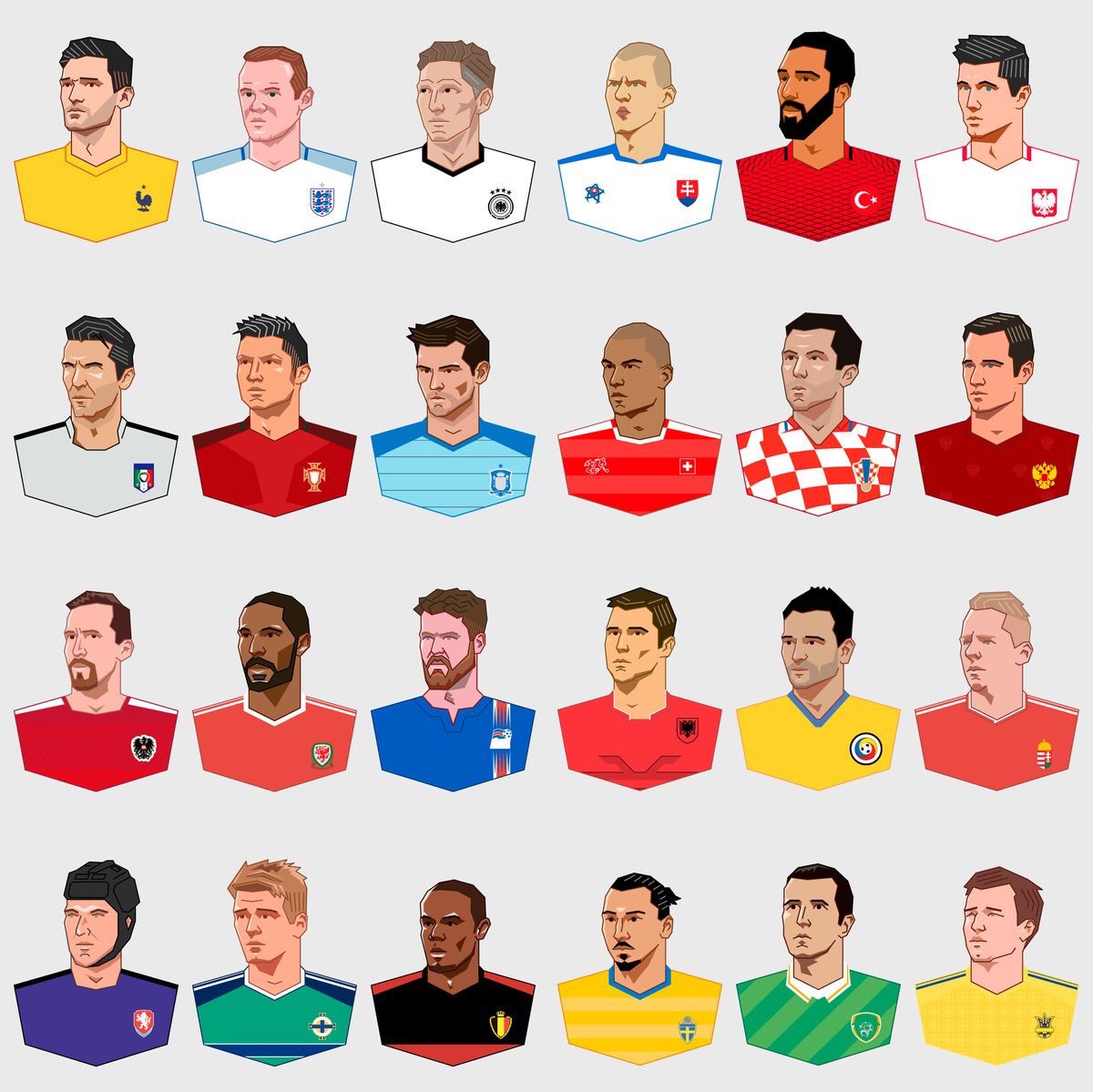 کاپیتان های 24 تیم حاضر در یورو 2016 در یک قاب (عکس)
