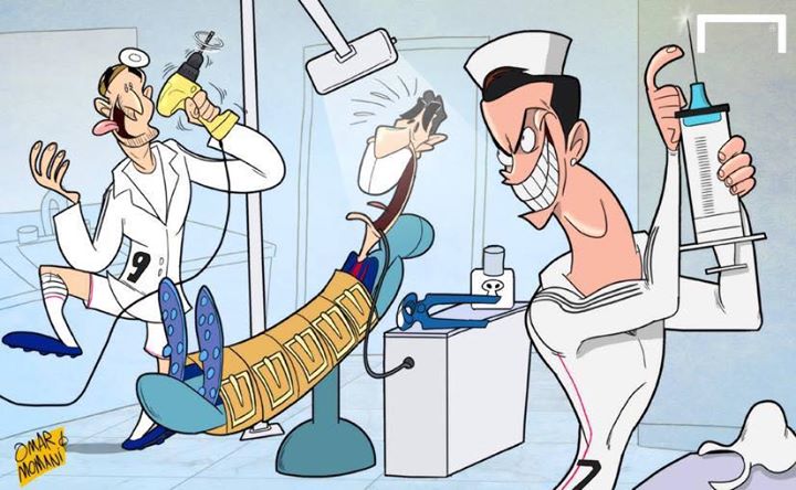 کاریکاتور روز: لوئیس سوارز در دندانپزشکی رئال مادرید
