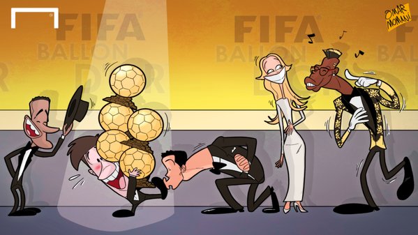 مسی، برنده توپ طلای 2015 (کاریکاتور)