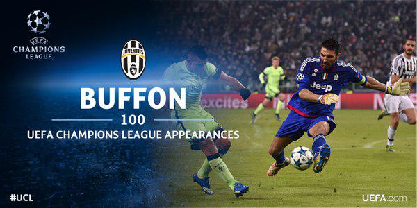 صدمین بازی بوفون در لیگ قهرمانان اروپا 