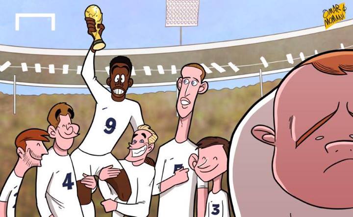 کاریکاتور روز: استاریج انگلستان را قهرمان جام جهانی خواهد کرد، نه رونی