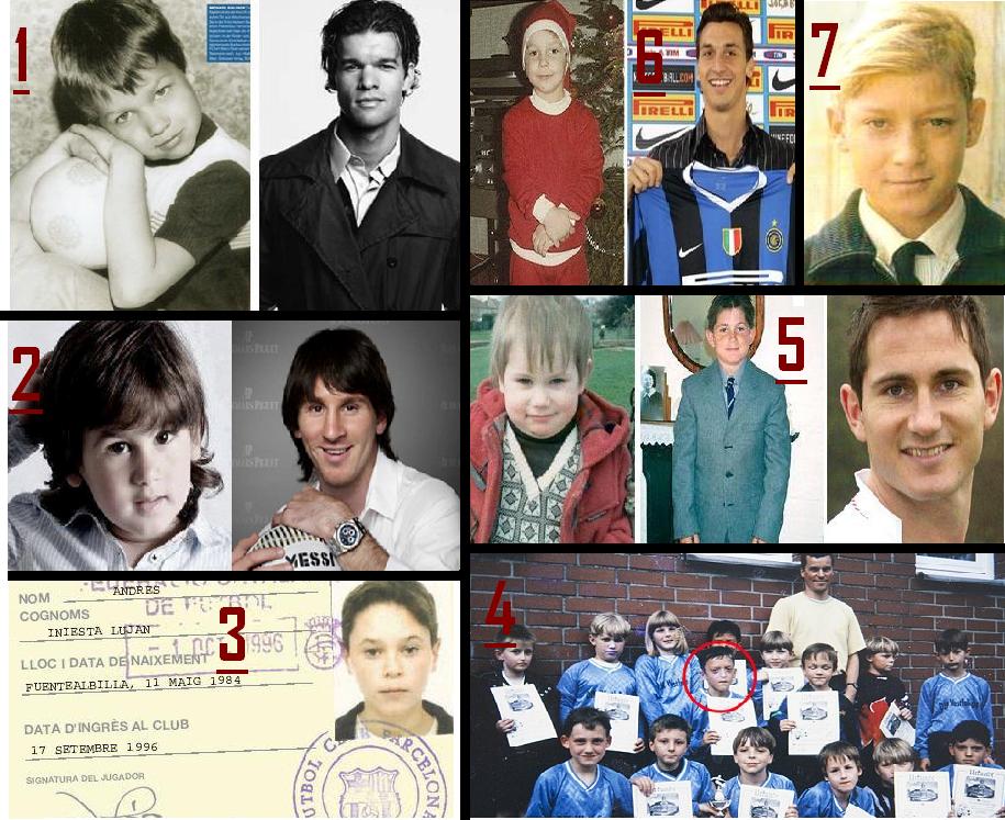 کودکی بازیکنان :1-میشل بالاک 2-مسی 3-اینیستا 4-اوزیل 5-لمپارد 6-زلاتان 7-توتی