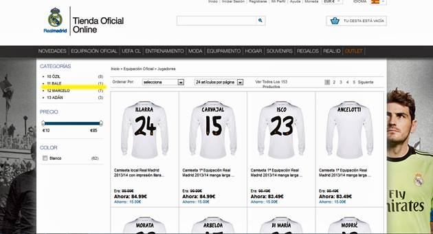 فروش پیراهن بیل در سایت رسمی رئال مادرید
