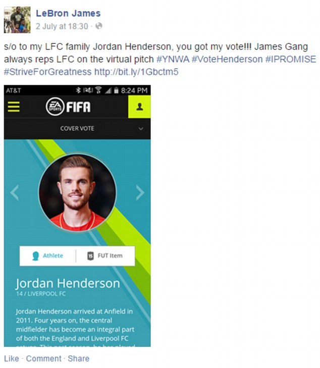 لبران جیمز از کمپین "به هندرسون رای بدهید" برای کاور فیفا 16 حمایت کرد 