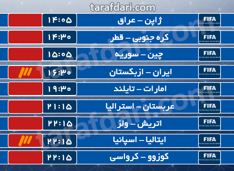 برنامه مهم ترین مسابقات امروز فوتبال + پخش زنده