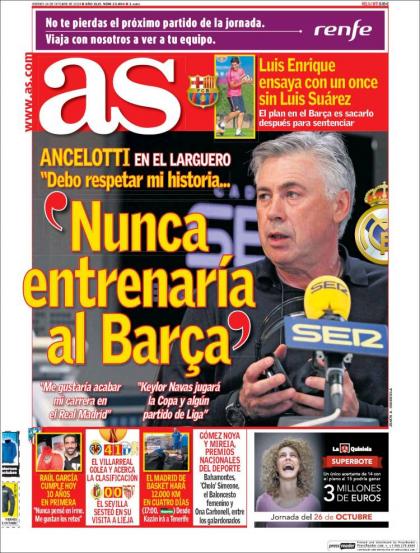 عناوین مهم روزنامه های کشور اسپانیا؛ 24 اکتبر 2014