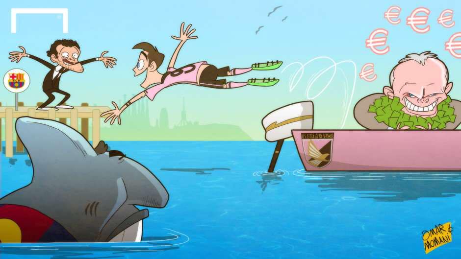 کاریکاتور روز: دیبالا در حال شنا برای رسیدن به بارسلونا