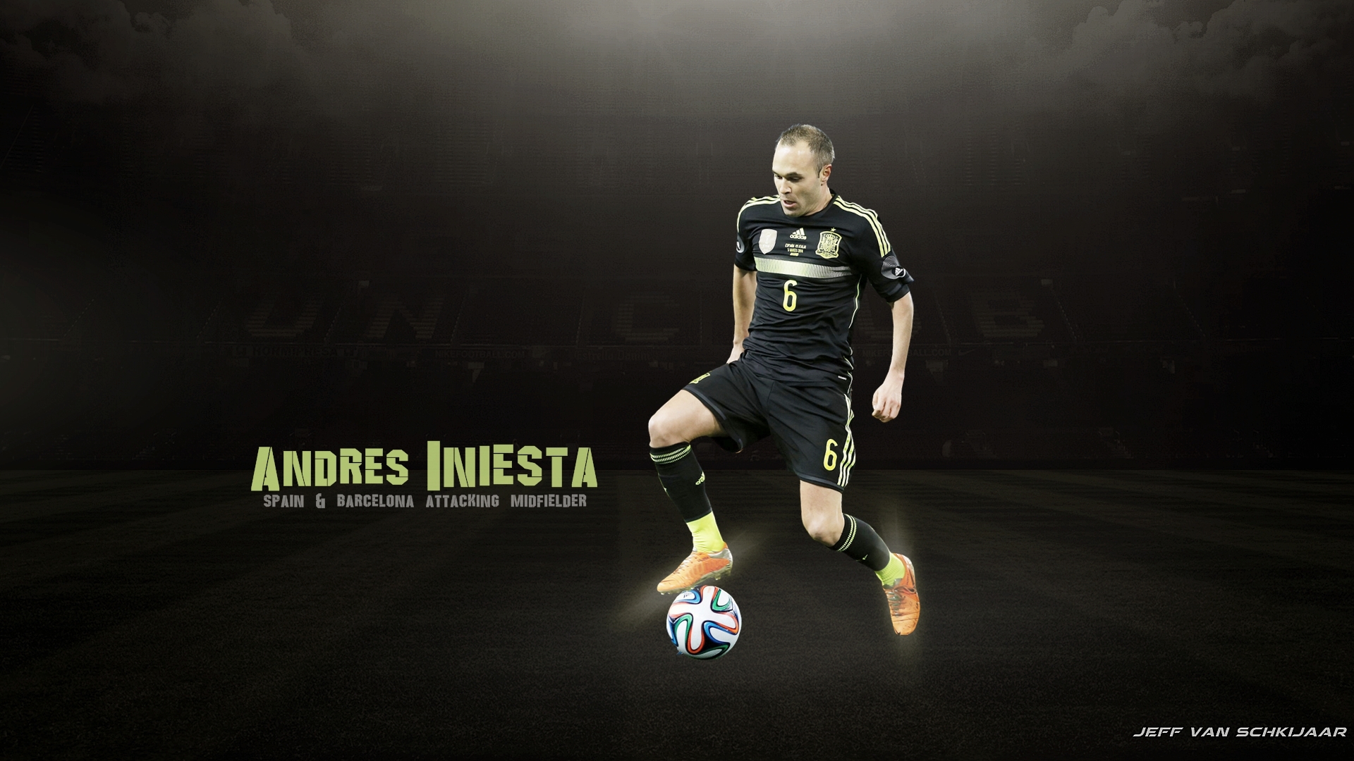 Andres Iniesta Espana 2014 Wallpaper