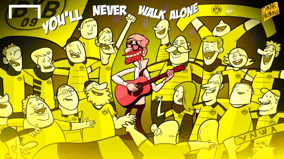کلوپ؛ گیتار، ریش قرمز و دیوار زردش (کاریکاتور)