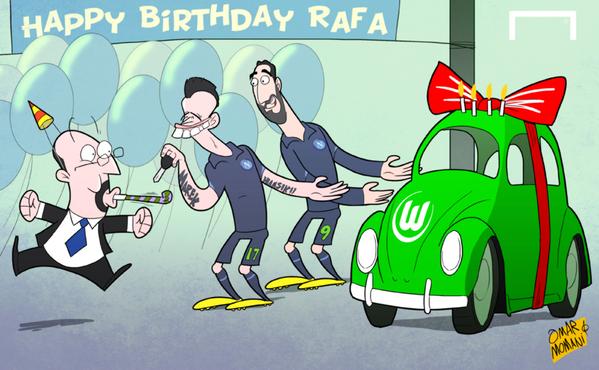 کاریکاتور روز: جشن تولد رافا بنیتز در دیدار ناپولی - ولفسبورگ