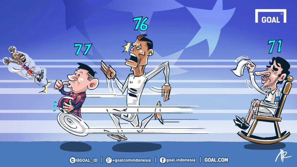 کاریکاتور روز: رقابت رونالدو و مسی برای آقای گلی تاریخ لیگ قهرمانان اروپا